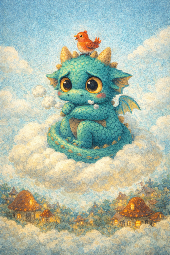 Обложка. Иллюстрация. "Дракончик, который боялся огня"