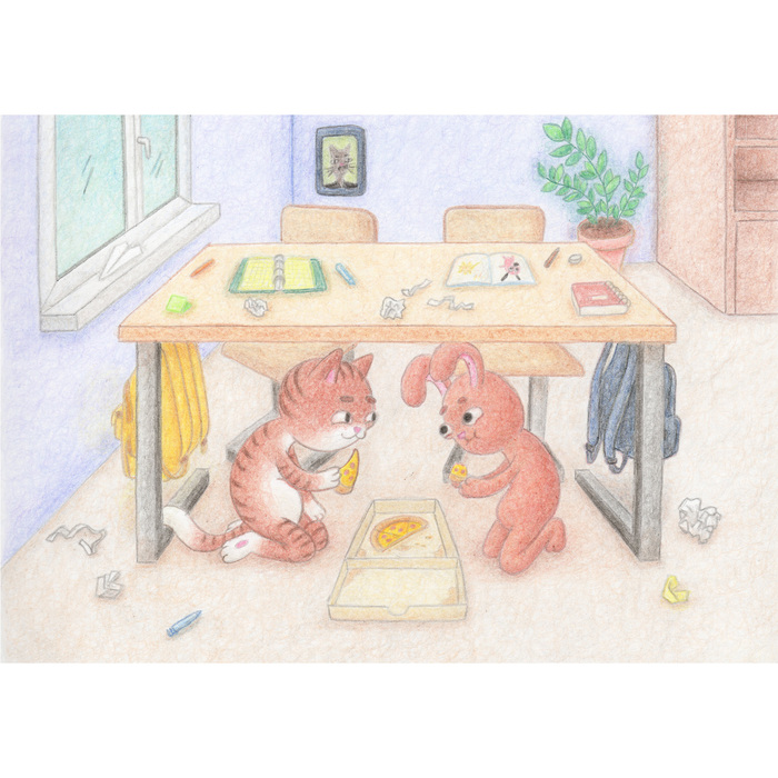 открытка под партой