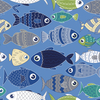 Бесшовный векторный паттерн "Морские рыбки"_ (на синем фоне)