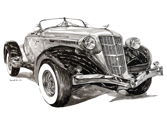 рисунок авто 1936 Auburn Speedster Boatail