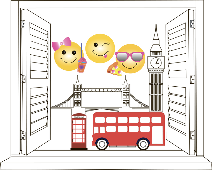 Смайлики - путишественники в Лондоне.
