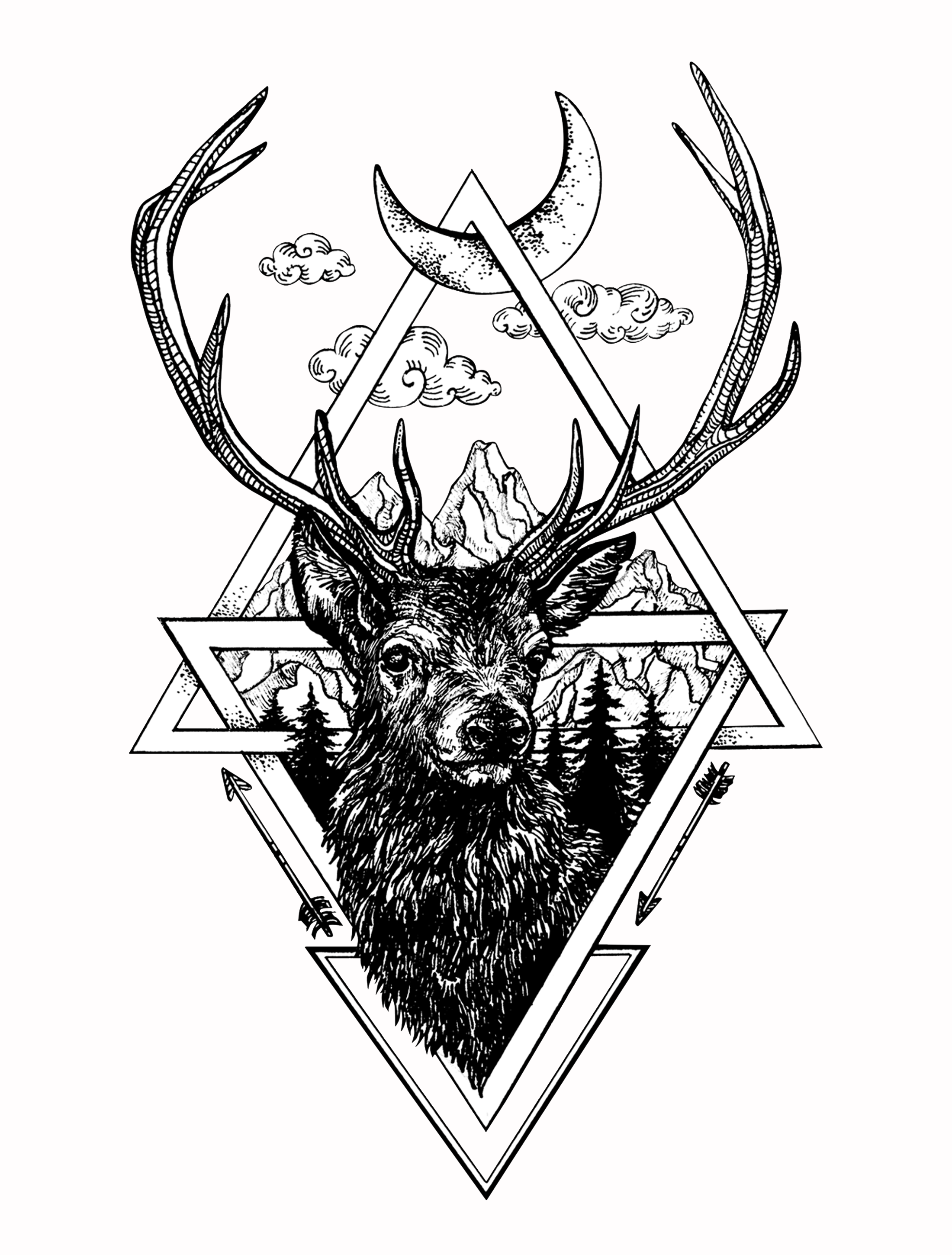 Red stag tattoo