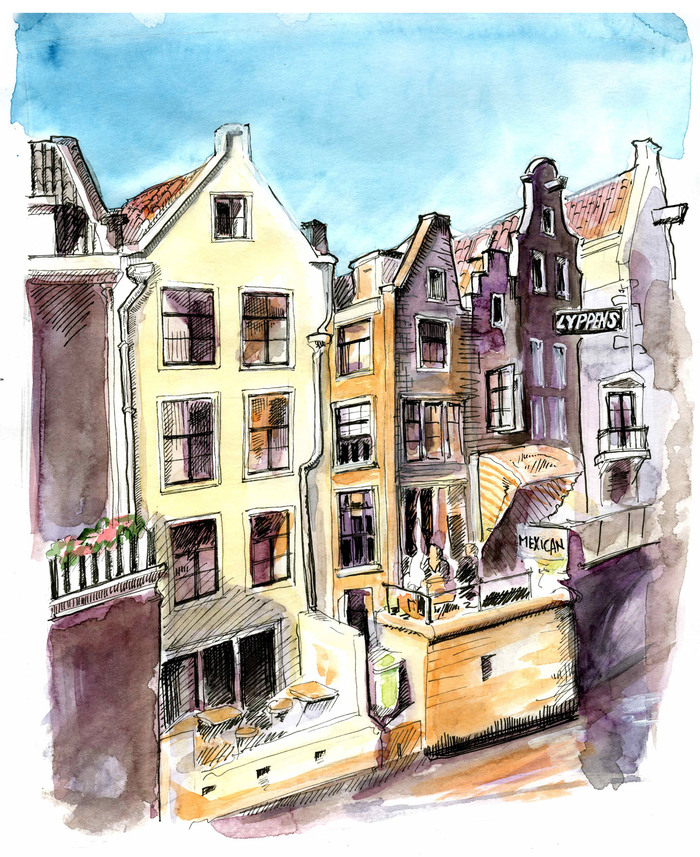 Амстердам. Тёплый вечер, тёплые тени