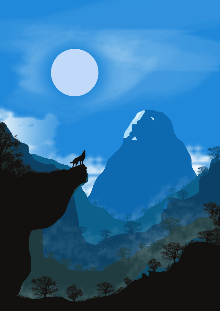 волк воет на луну