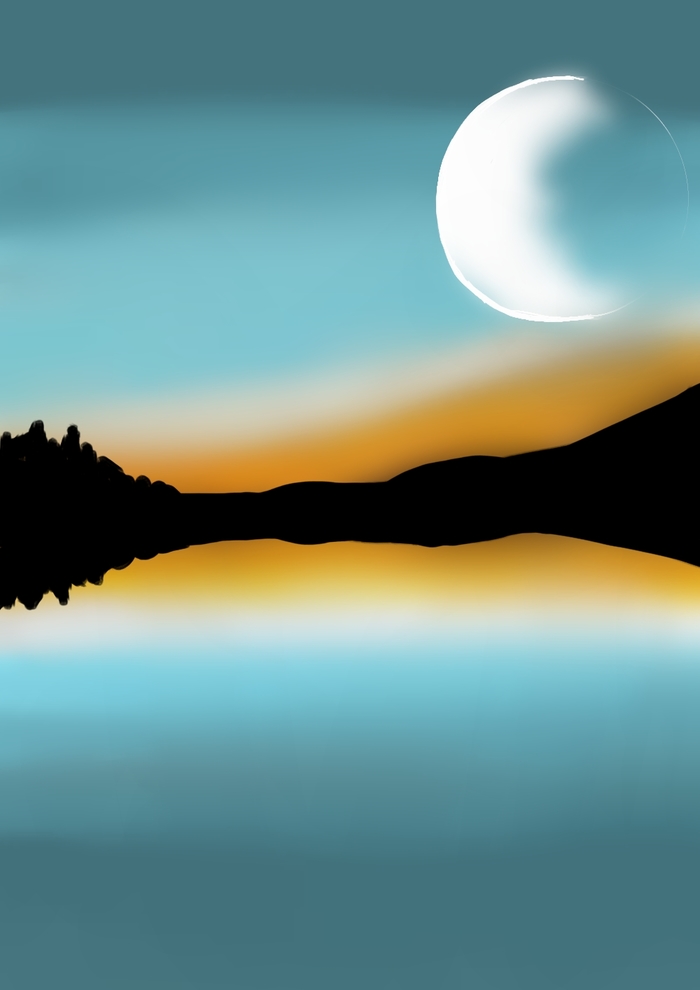 Летний вечер с прекрасной луной