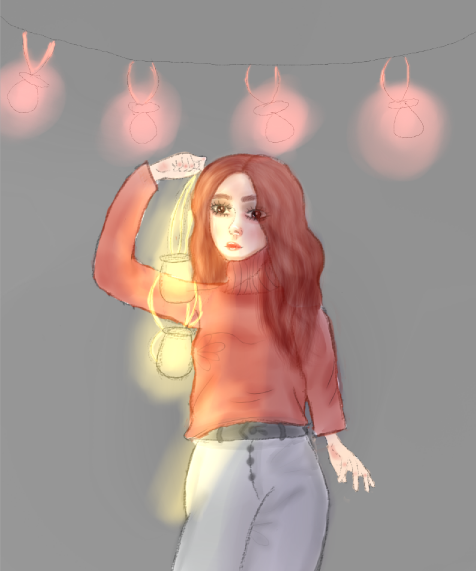 девушка с огоньками