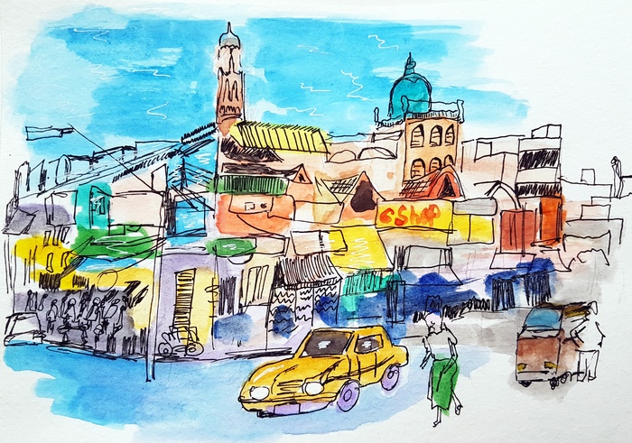 Угол улицы в Майсуре, Южная Индия 