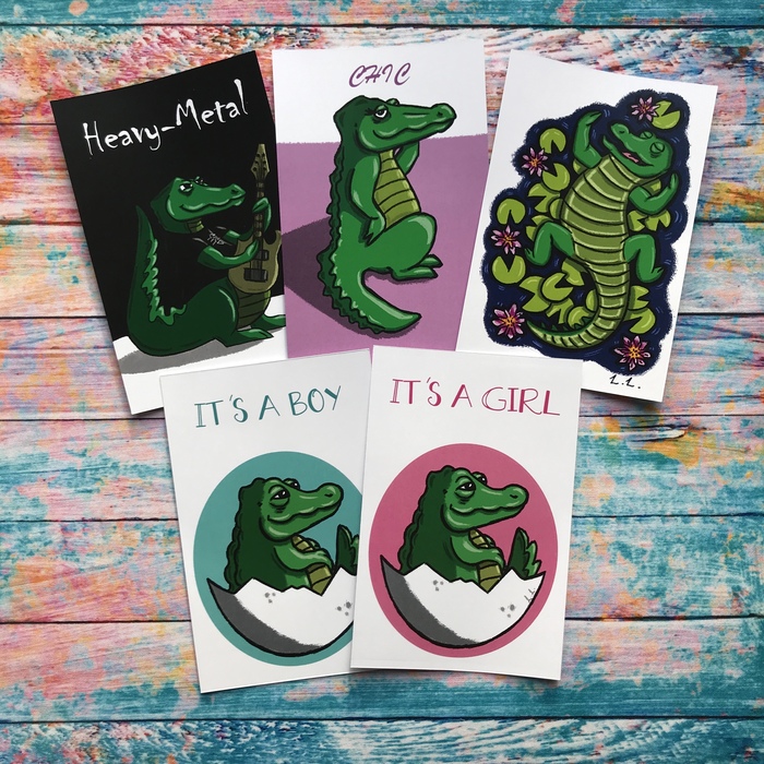 Набор открыток "Веселые крокодильчики"
