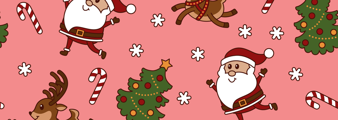 Main doodle christmas pattern santa deer tree 01