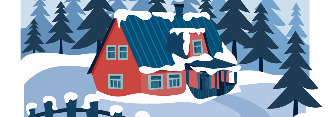 Main winter landscape with house vector