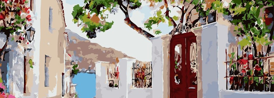 Main tropinka k moryu raskraska kartina po nomeram akrilovymi kraskami na kholste