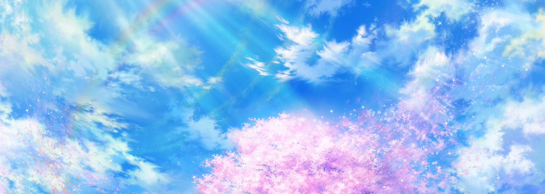 Main sakura rainbow art bloom sky clouds